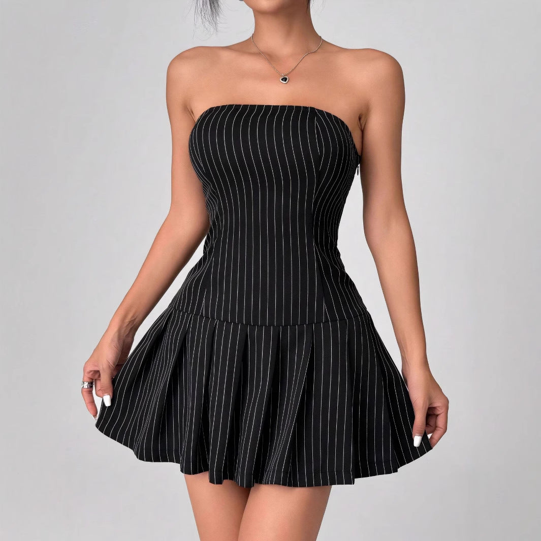 Vestido plisado sexy de corte A, sexy, a la cadera, de alta calidad, elegante, para mujer adulta, como mujer de oficina, vestido de verano para mujer