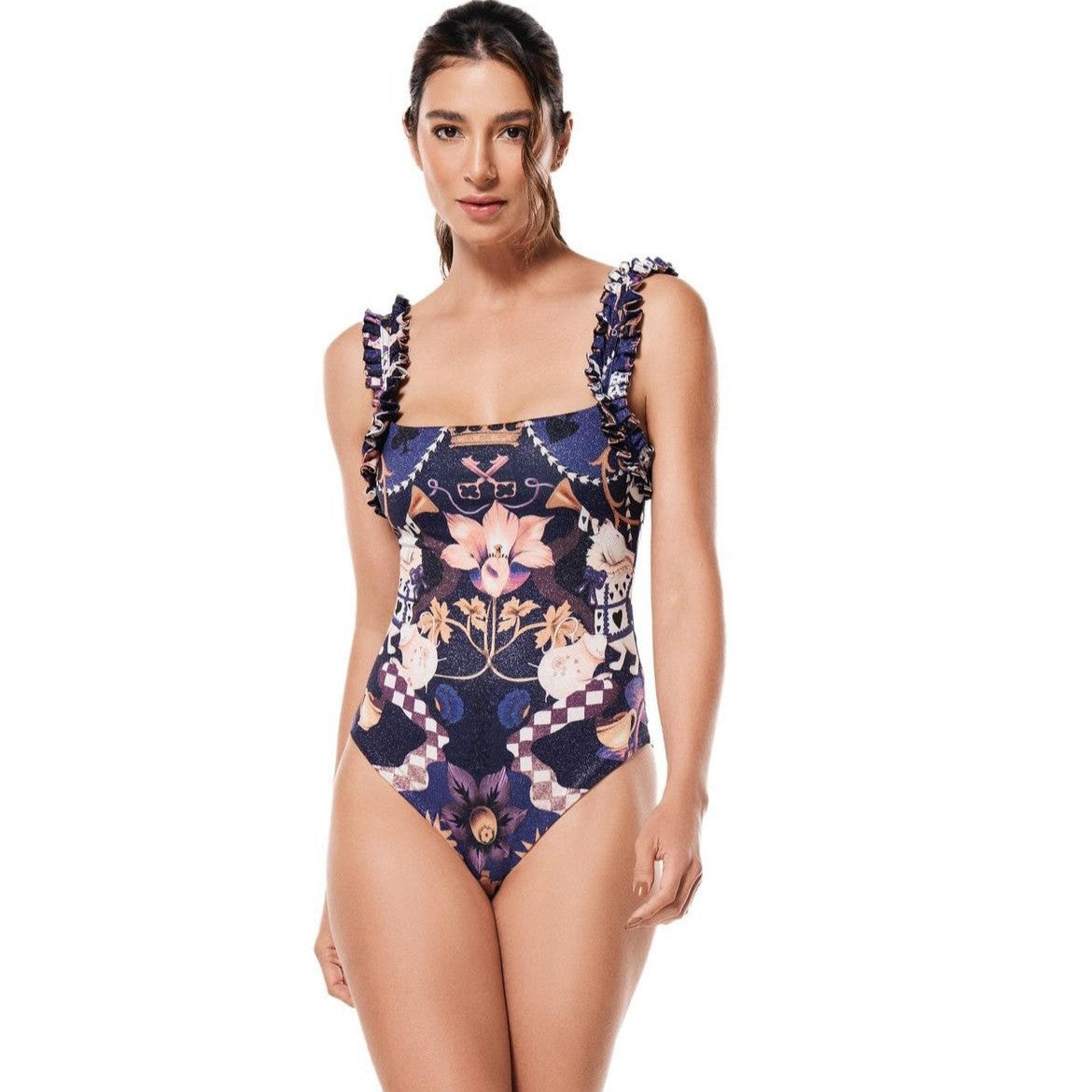 Maillot de bain une pièce imprimé pour femme, robe en mousseline de soie, tenue de bain
