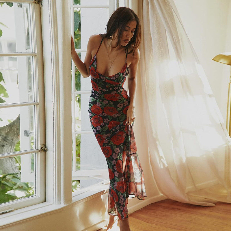 Vestido camisero largo ajustado con cuello en V, elegante y a la moda de primavera para mujer