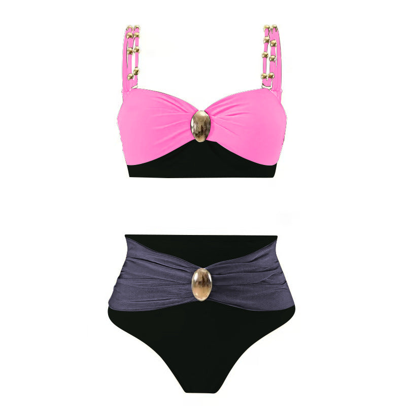 Pink Black Separate Swimsuit