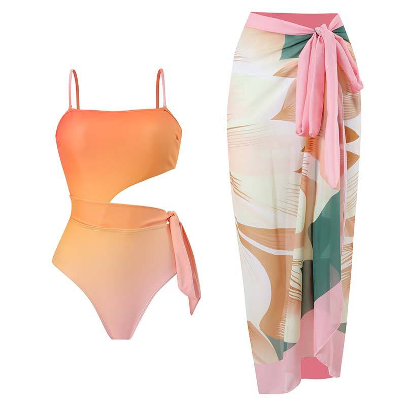 Gradient Suit-Pink Floral Skirt