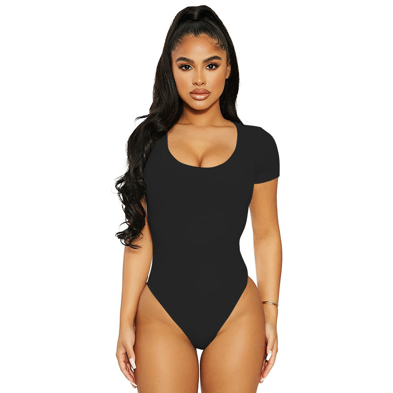 Fall Trendy Women Clothing Sexy Slim Fit Rayon U Neck Long Sleeved Adult Bodysuit