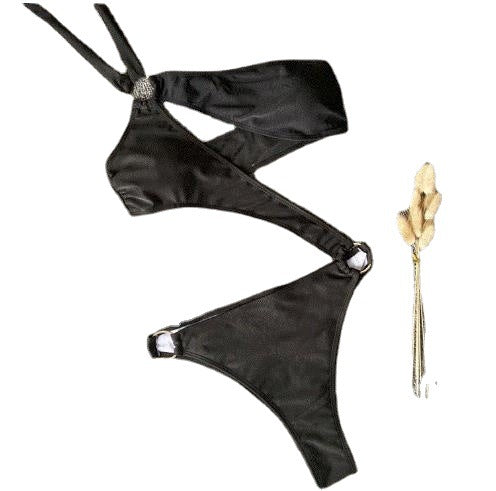 Nuevo traje de baño bikini de una pieza sexy de color sólido multicolor