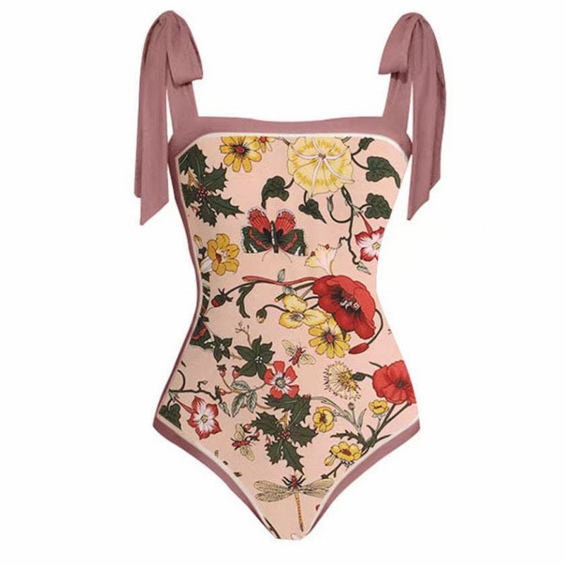 Red Flower One-Piece Swimsuit