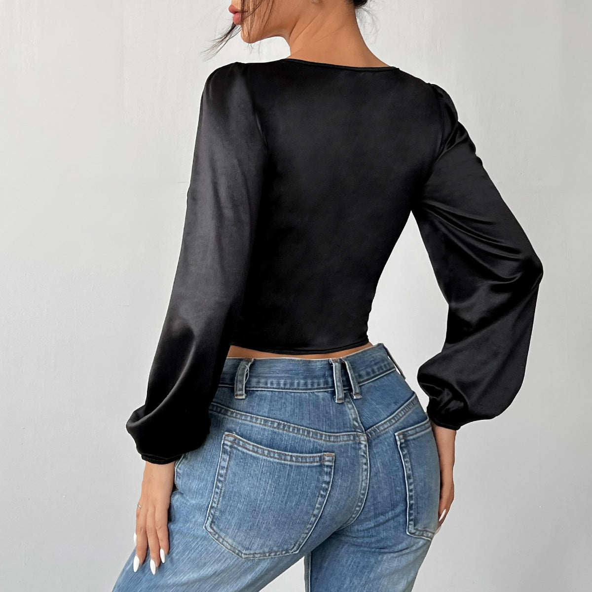 Women Clothing See through Mesh Patchwork Lace Chest Cotton Sexy Boning Corset High Grade Long Sleeved Top