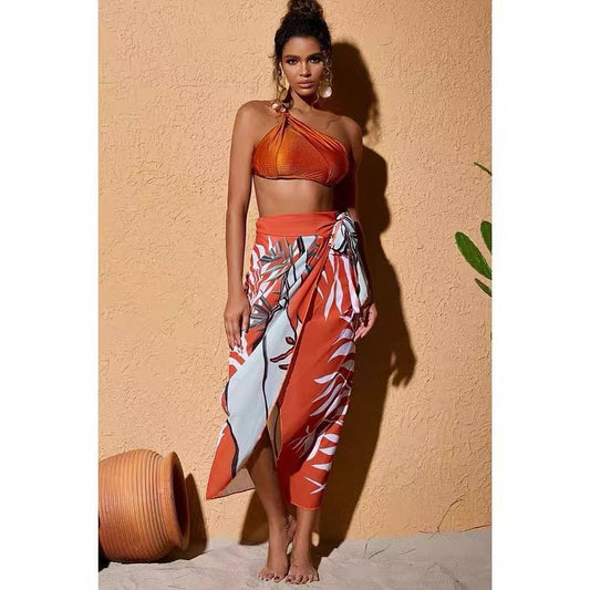 Bikini push up sexy de cintura alta, traje de baño dividido, vestido de gasa