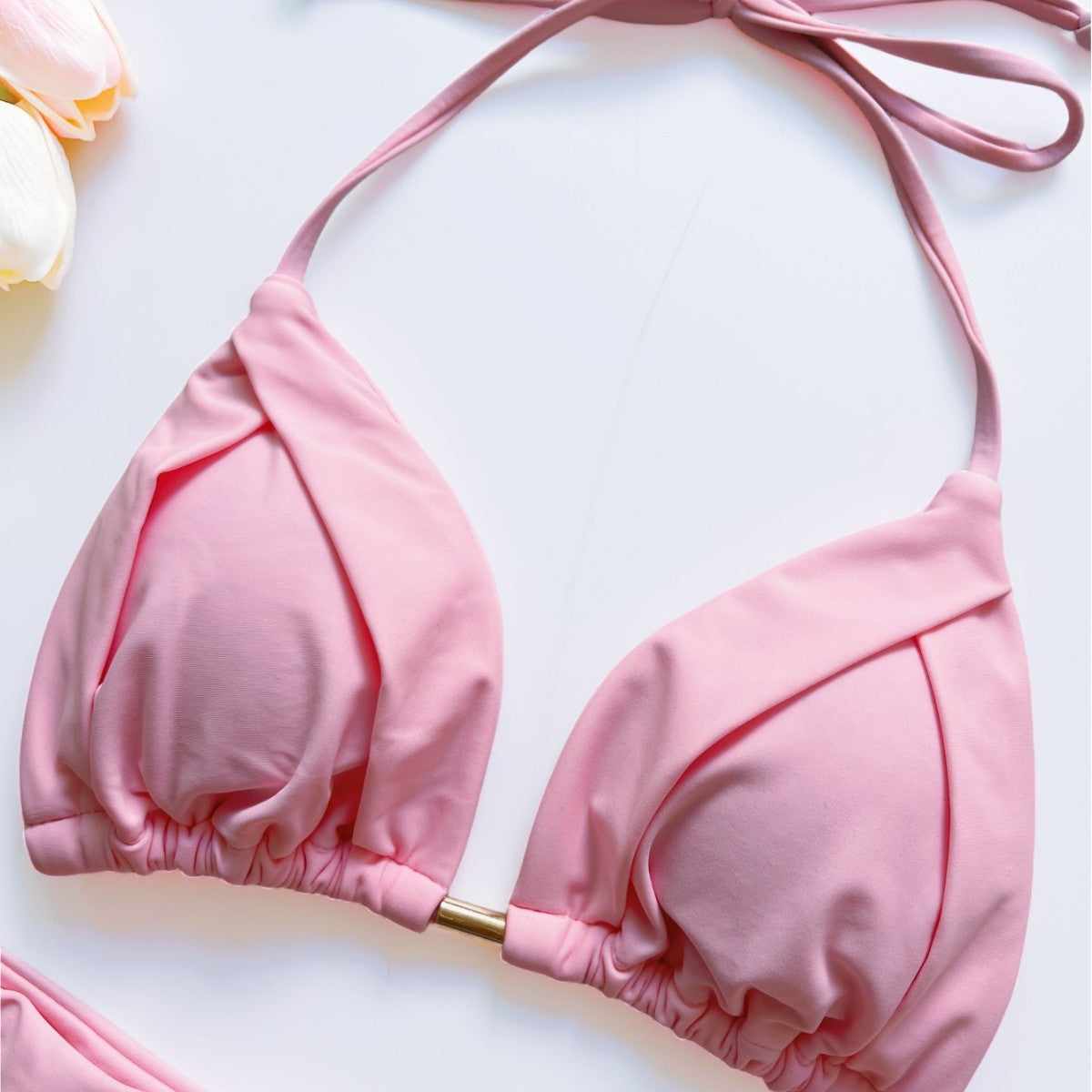 Conjunto de bikini de color liso con borlas para mujer, traje de baño sexy para playa