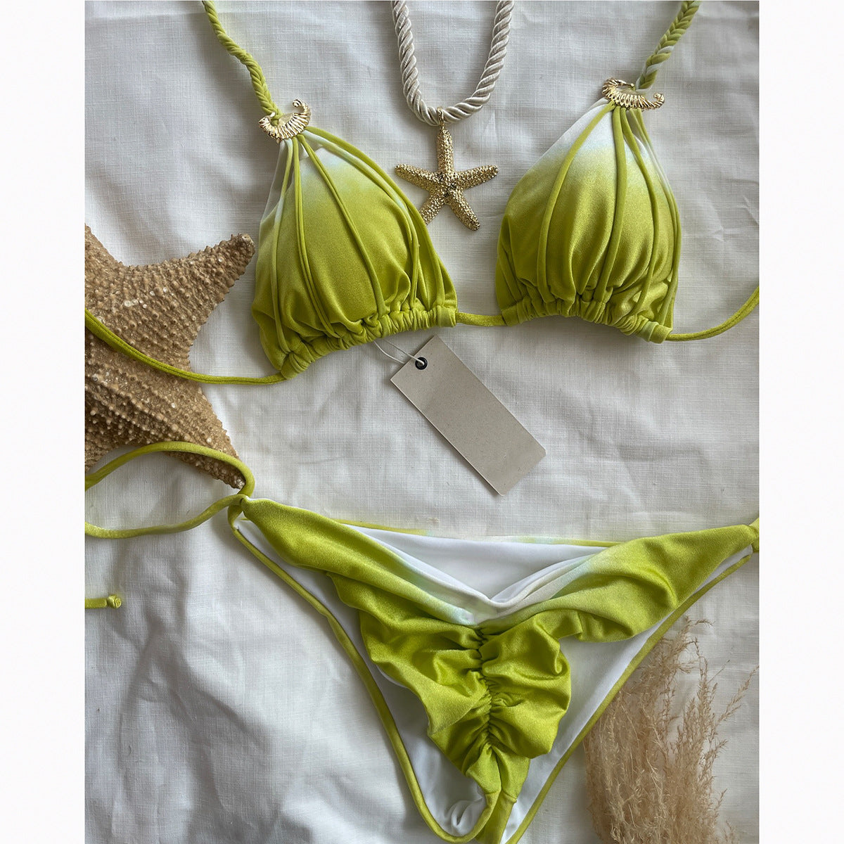 Bikini sexy con efecto tie-dye y abertura para mujer.
