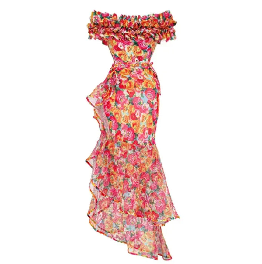 Traje de baño de una pieza con estampado francés retro para mujer, traje de baño adelgazante para vacaciones