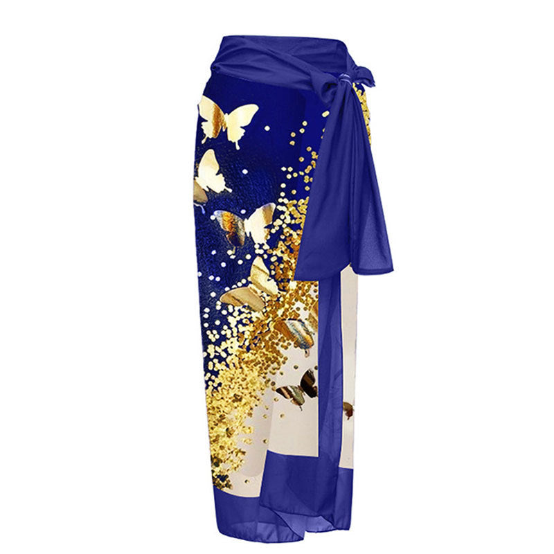 Blue Butterfly Wrap Skirt