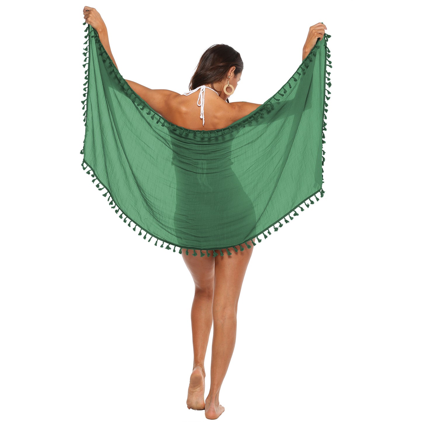 Women Clothing Seaside Shawl One Piece Irregular Asymmetric Stitching Tassel Shawl Beach Skirt
