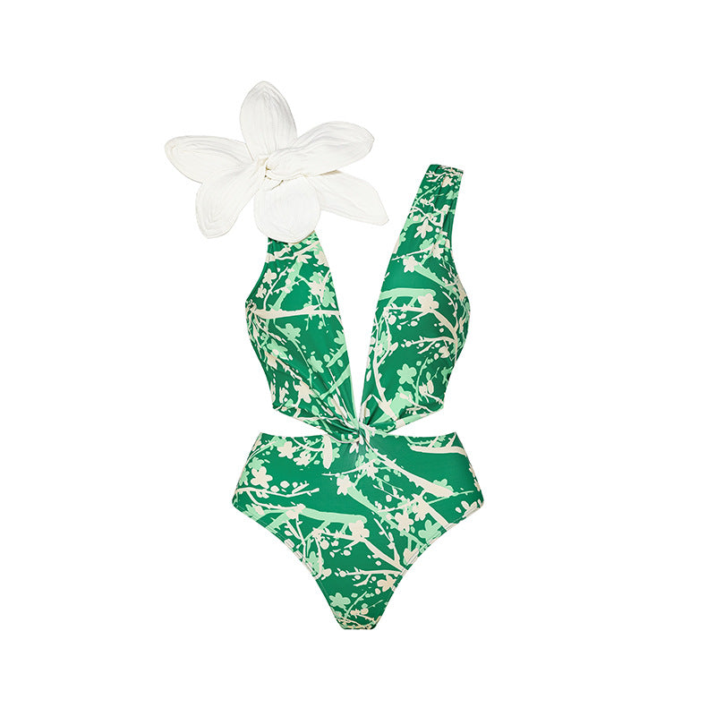 Three-Dimensional Flower One-Piece Swimsuit
