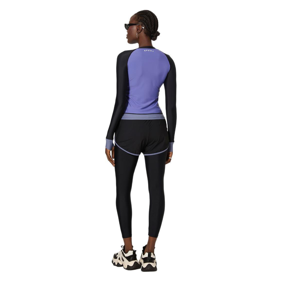 Conjunto de dos piezas dividido para mujer, traje de baño de manga larga, pantalones bóxer, protección solar