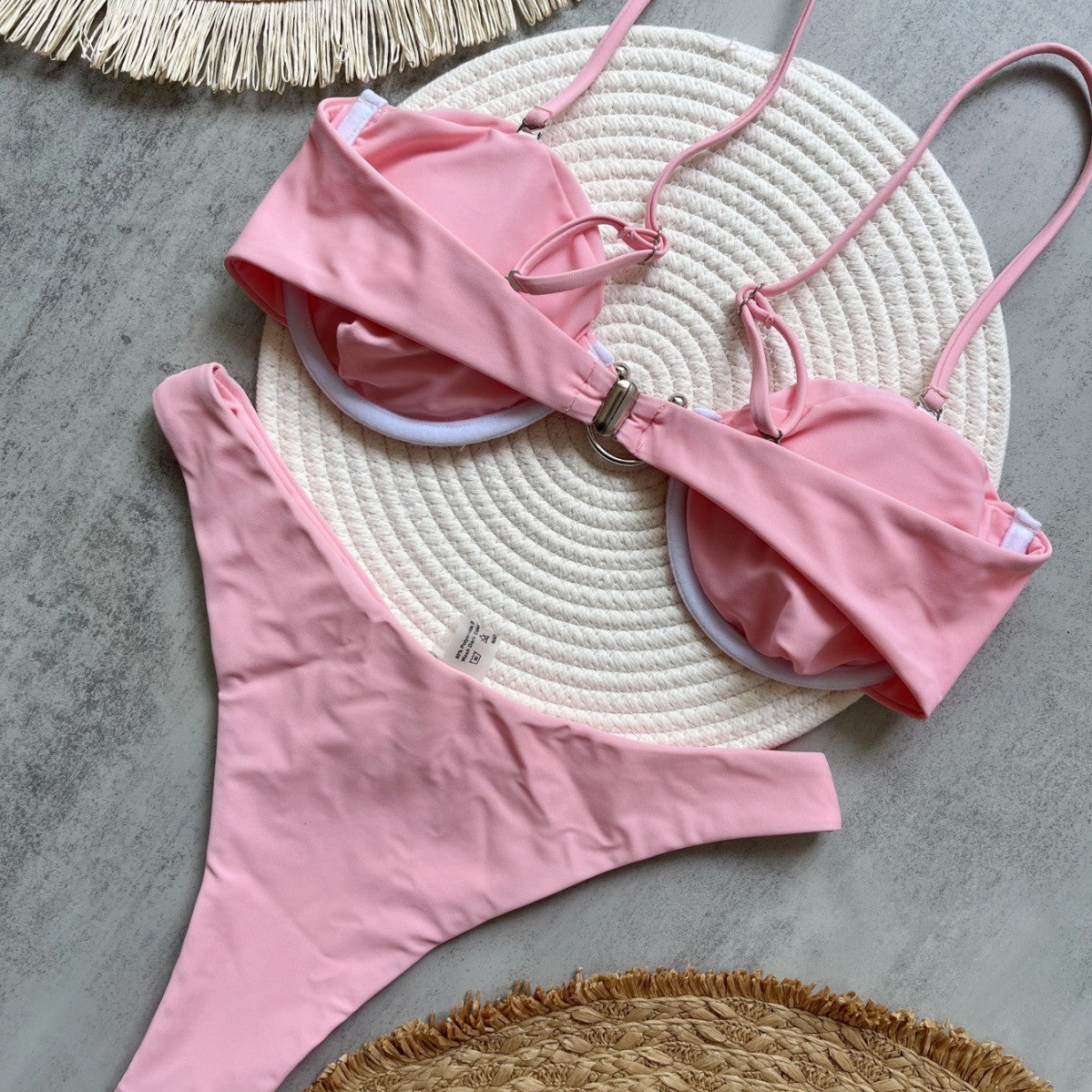 Maillot de bain bikini en métal, couleur unie, accessoires de plage sexy pour femmes