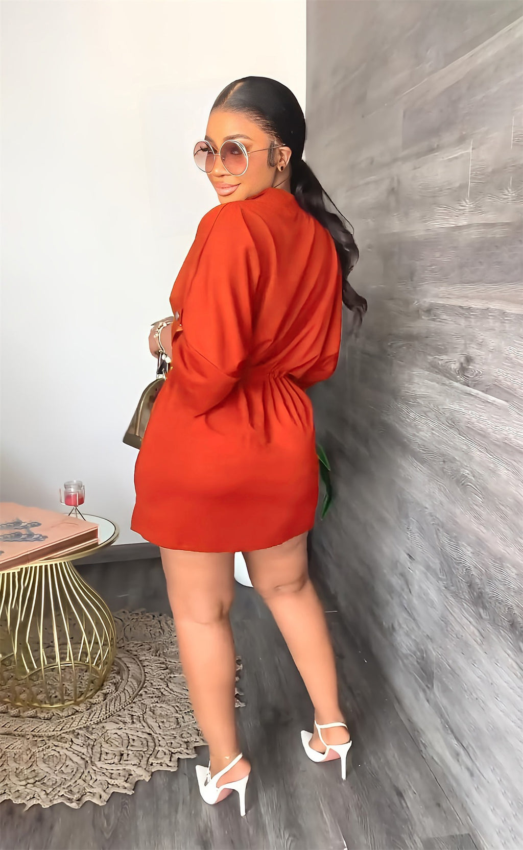 V neck Loose Waist Tight Workwear Short Summer Casual Women Dress PLAYA