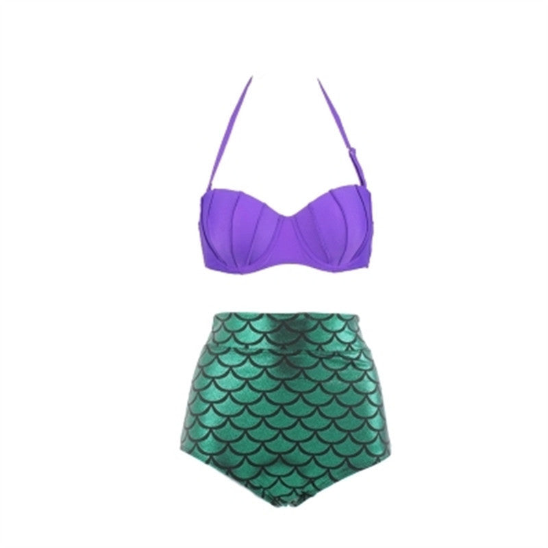 Arrival Split Swimsuit Bikini Ladies Bronzing Hard Bag Shell Mermaid High Waist Swimsuit SwimmingClub