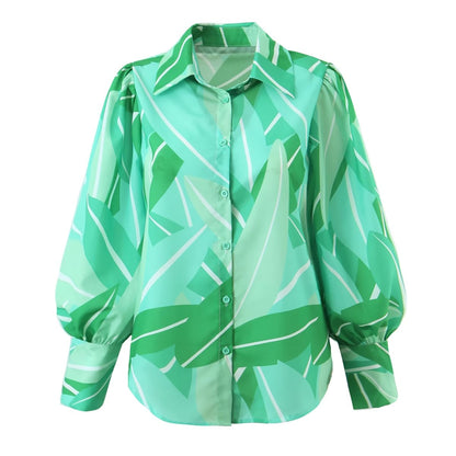 Chemise à col boutonné simple pour femme, automne-hiver, à imprimé floral