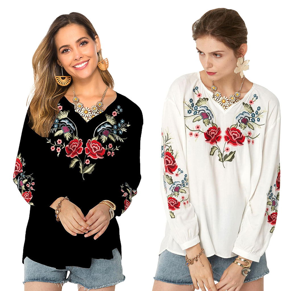 Chemise ample pour femme, collection automne, chemise brodée