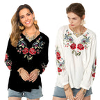 Chemise ample pour femme, collection automne, chemise brodée