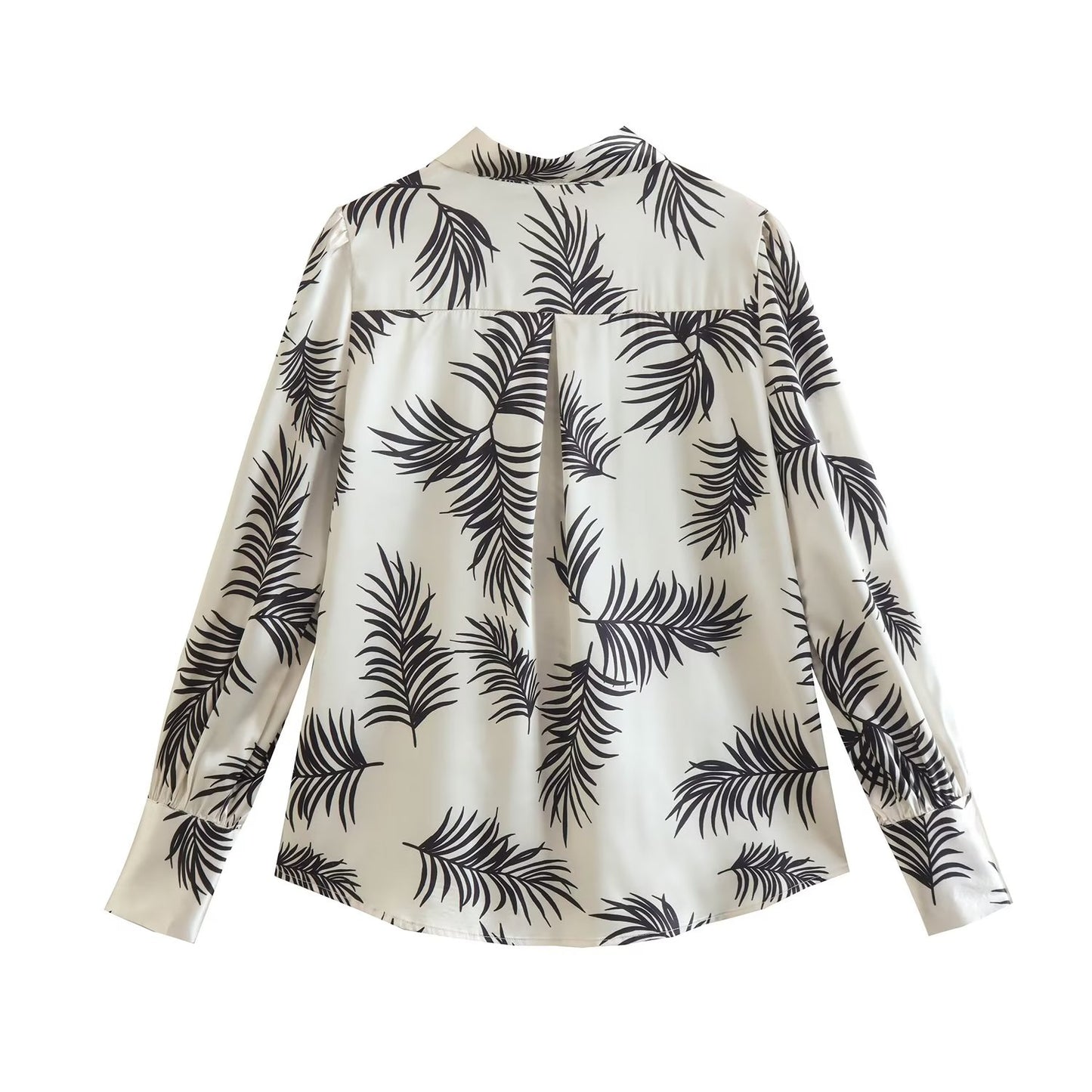 Camisa holgada de manga larga con estampado tropical