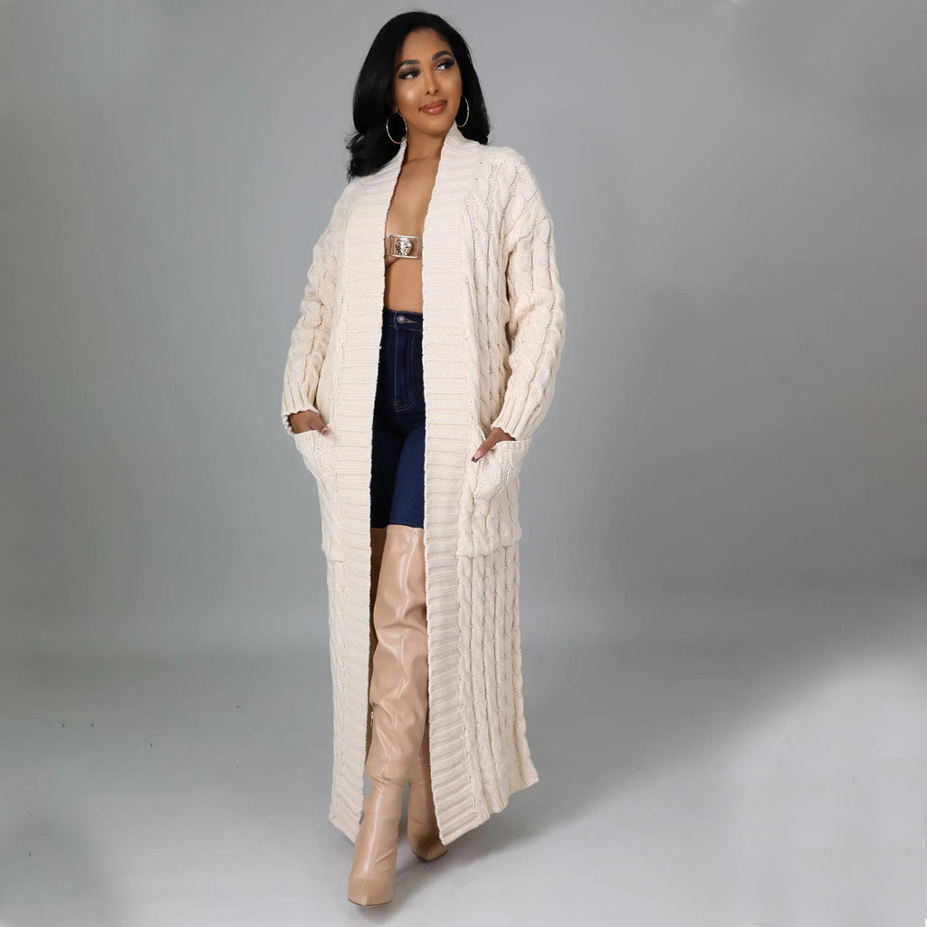 Suéter largo de manga larga informal sexy para mujer, ropa de otoño e invierno