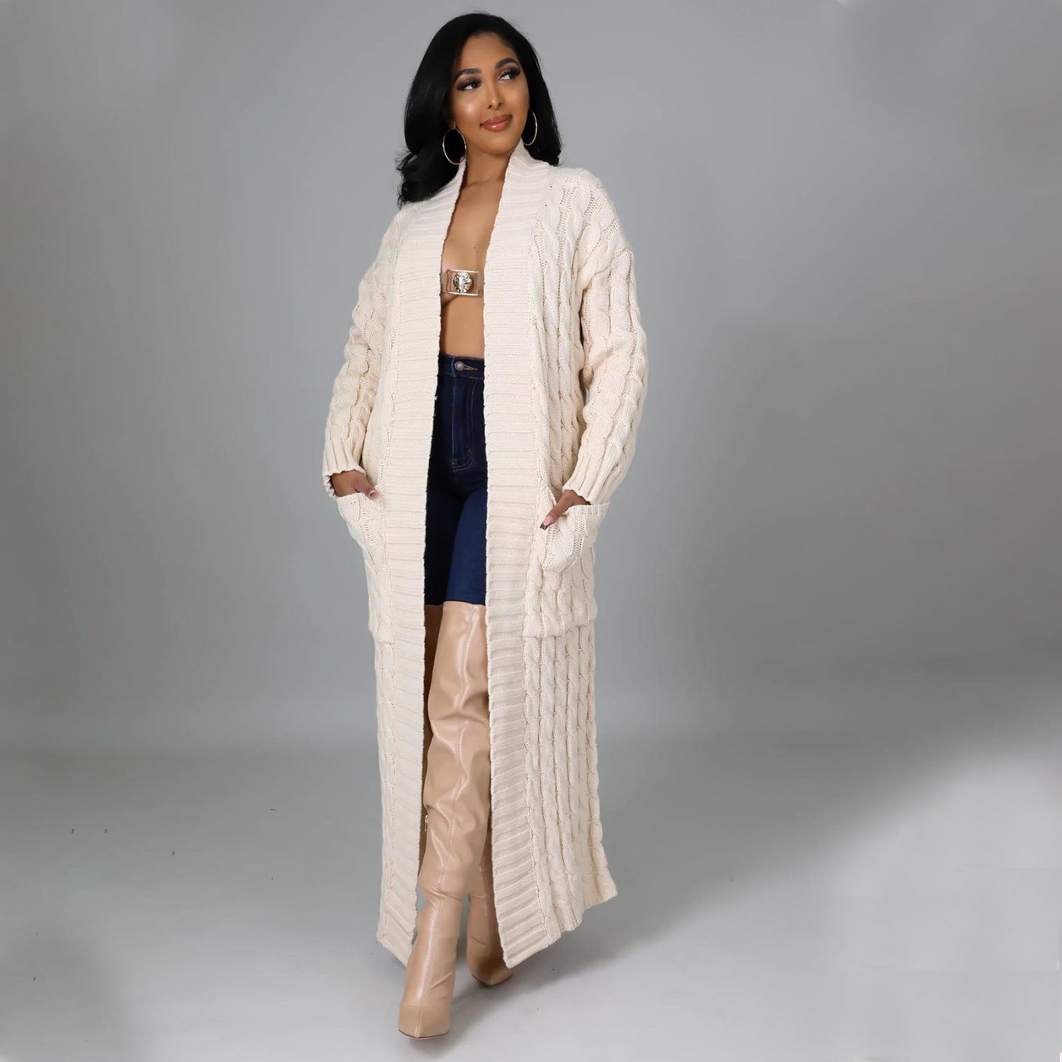 Vêtements d'automne et d'hiver pour femmes, pull long sexy et décontracté à manches longues