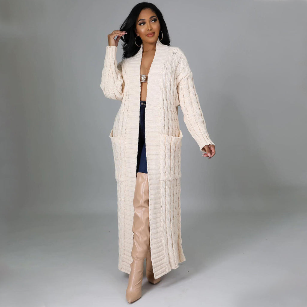 Suéter largo de manga larga informal sexy para mujer, ropa de otoño e invierno