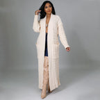 Suéter largo de manga larga informal sexy para mujer, ropa de otoño e invierno