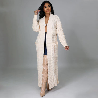 Suéter largo de manga larga informal sexy para mujer, ropa de otoño e invierno