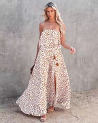 Women Summer Strapeless Vacation New National Flounced Floral Dress Bohemian Suspender Dress CC