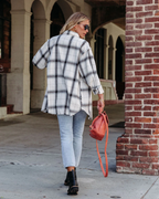 Women Summer Vacation New Large Plaid Long Sleeve Burr Shirt CC