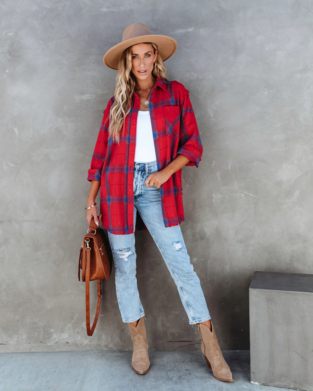 Women Summer Vacation New Large Plaid Long Sleeve Burr Shirt CC