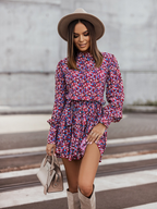 Women Summer Vacation New Printed Irregular Asymmetric Long Sleeve Dress CC