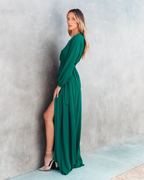 Women Summer Vacation New V Neck Long Sleeve Dress CC