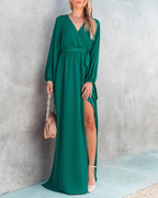 Women Summer Vacation New V Neck Long Sleeve Dress CC