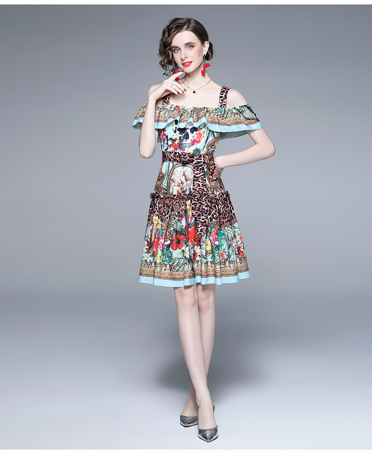 Women Summer Printed Daily Belted Cami A Line Knee Dress Will be real