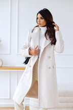 Manteau en laine à col croisé et manches longues, style automne-hiver, pour femme