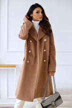 Manteau en laine à col croisé et manches longues, style automne-hiver, pour femme