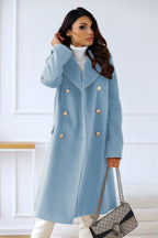 Manteau en laine à col croisé et manches longues, style automne-hiver, pour femme