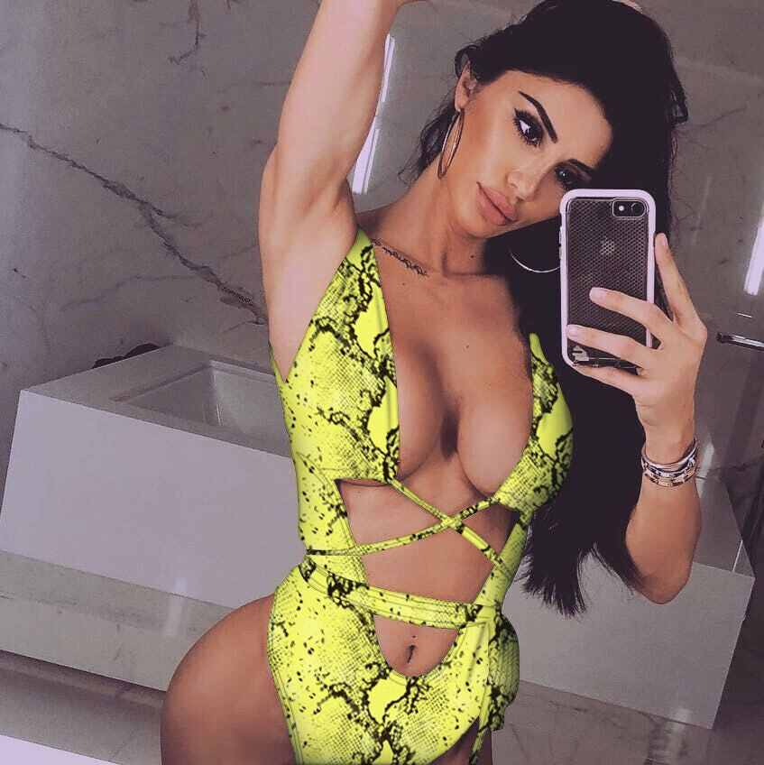 Traje de baño de una pieza con estampado de leopardo, ahuecado, con tirantes recortados