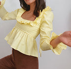 Camisa de manga larga con volantes de color liso para mujer de Summer Wind