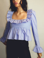 Camisa de manga larga con volantes de color liso para mujer de Summer Wind