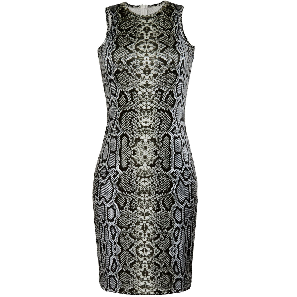 Vestido sexy sin mangas con estampado de serpiente para mujer