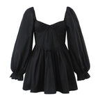 Winter French Three Dimensional Steel Trap Chest Shaping Collared Lantern Sleeve Pleated Dress Princess Dress TinkleBell