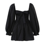 Winter French Three Dimensional Steel Trap Chest Shaping Collared Lantern Sleeve Pleated Dress Princess Dress TinkleBell