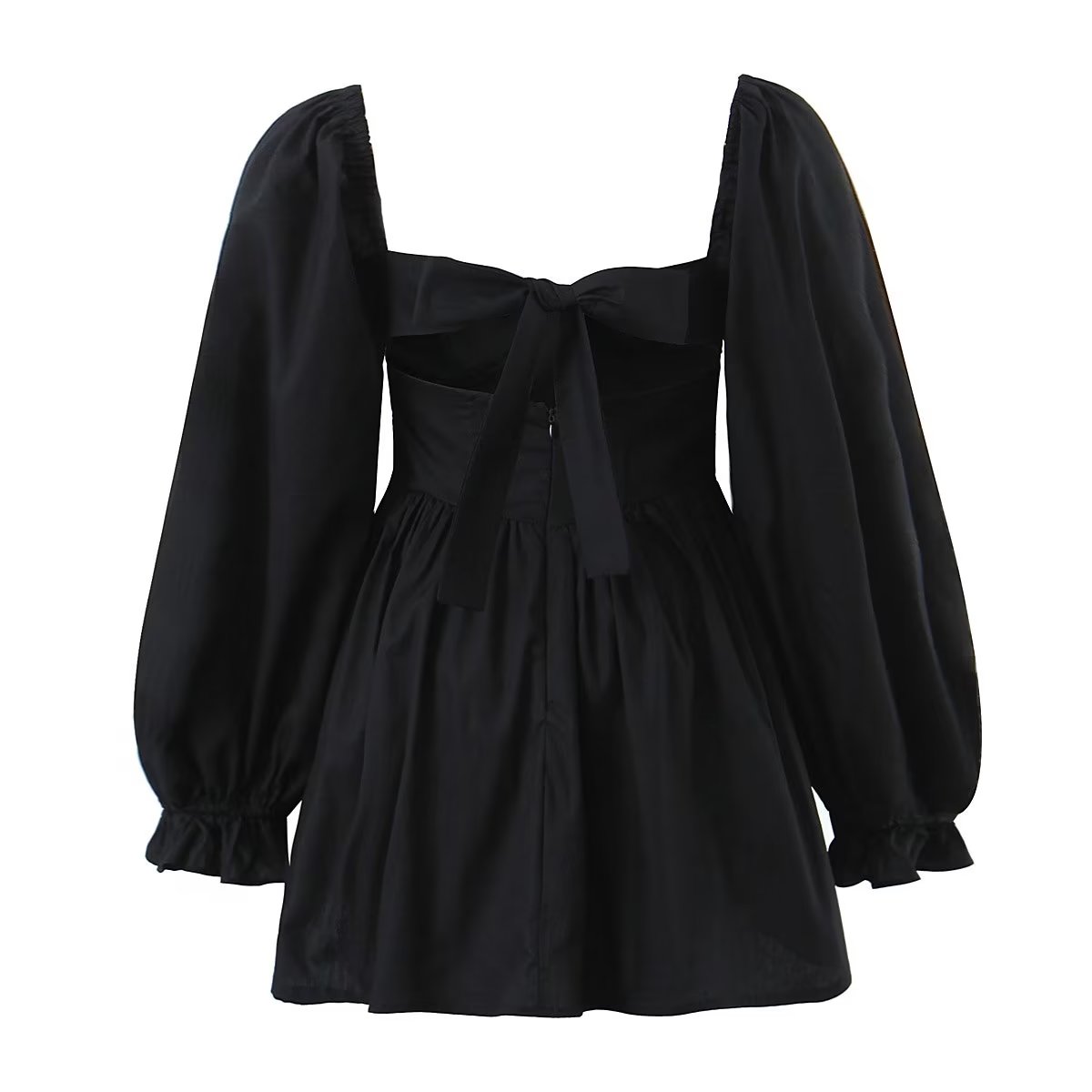 Winter French Three Dimensional Steel Trap Chest Shaping Collared Lantern Sleeve Pleated Dress Princess Dress TinkleBell