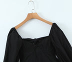Winter French Three Dimensional Steel Trap Chest Shaping Collared Lantern Sleeve Pleated Dress Princess Dress TinkleBell