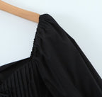 Winter French Three Dimensional Steel Trap Chest Shaping Collared Lantern Sleeve Pleated Dress Princess Dress TinkleBell