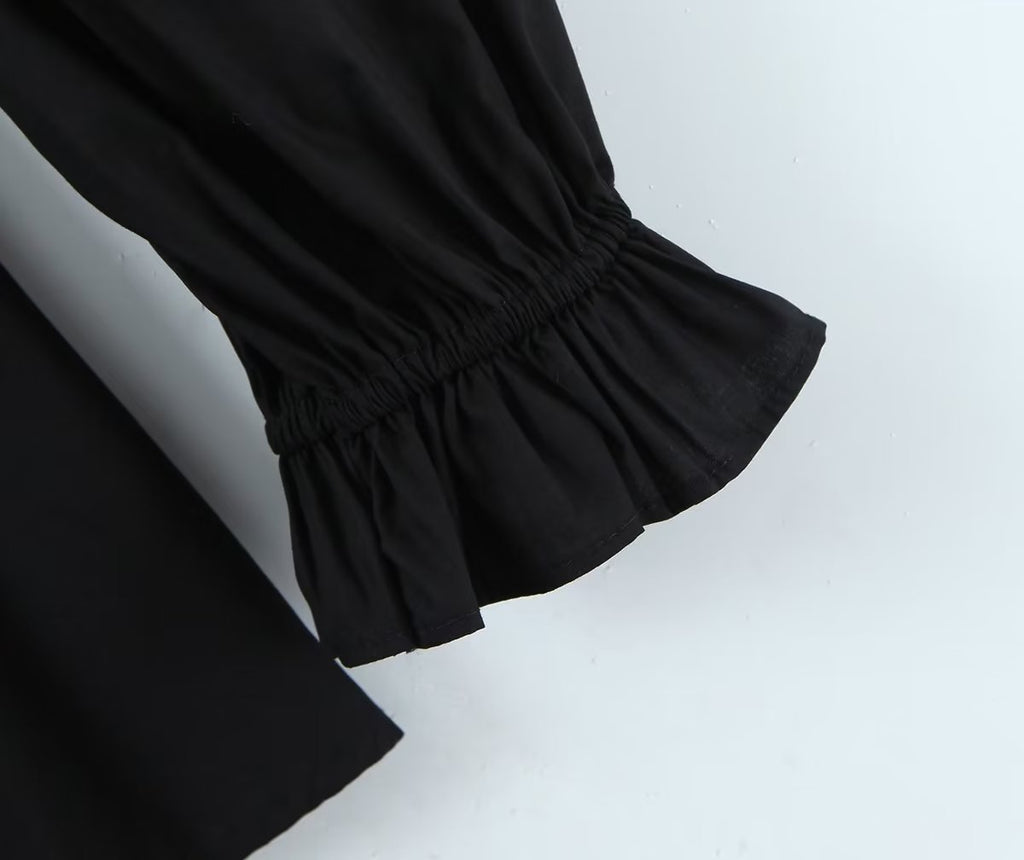 Winter French Three Dimensional Steel Trap Chest Shaping Collared Lantern Sleeve Pleated Dress Princess Dress TinkleBell