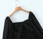 Winter French Three Dimensional Steel Trap Chest Shaping Collared Lantern Sleeve Pleated Dress Princess Dress TinkleBell
